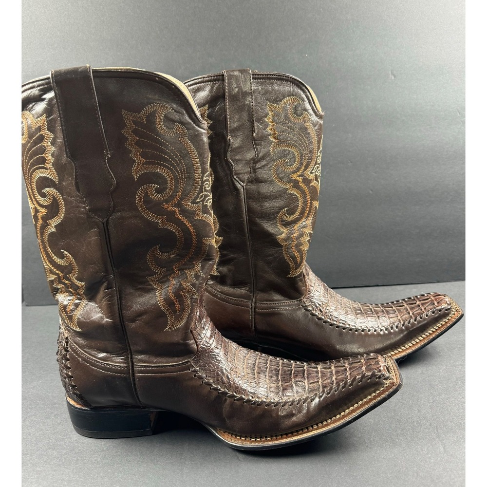 8 Segundos Western Boots Men's 11.5 Brown Croc Belly Embossed Leather Snip Toe
